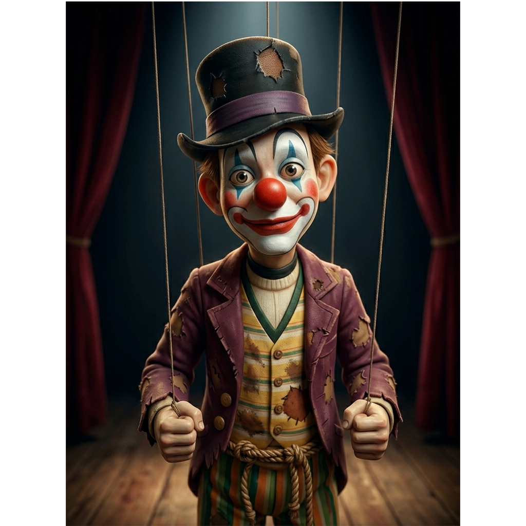 Rabanito inmóvil con sus hilos